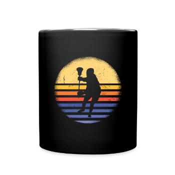 Sport Retro Sunset Field Lacrosse - Full Colour Mug - black - Front