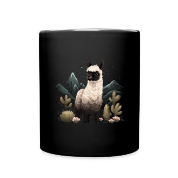 Alpaka Lama LLama - Tasse einfarbig - Schwarz - Vorne