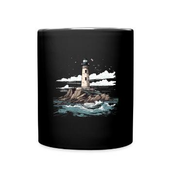 Lighthouse Coast Sea Sea Ocean Baltic Sea North Sea - Full Colour Mug - black - Front