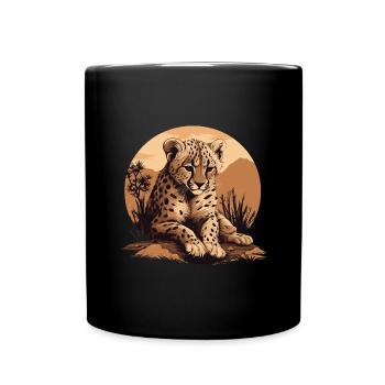 Cheetah Wildcat Animals Africa Wilderness - Full Colour Mug - black - Front