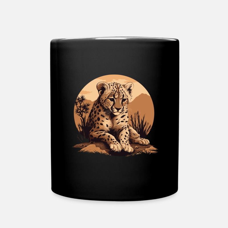 Cheetah Wildcat Animals Africa Wilderness - Mug uni - noir