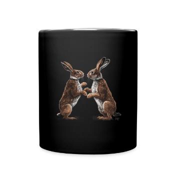 Hase Kaninchen Boxend - Tasse einfarbig - Schwarz - Vorne