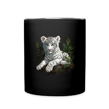 Weißer Tiger Wildkatze Jungle - Tasse einfarbig - Schwarz - Vorne