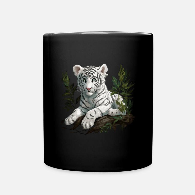 Weißer Tiger Wildkatze Jungle - Tasse einfarbig - Schwarz