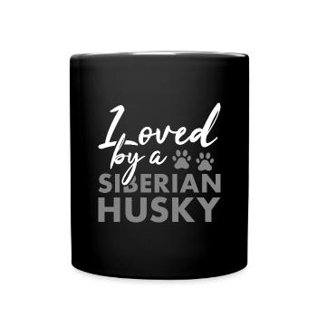Aimé par un husky sibérien - Mug uni - noir - Devant