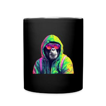 Chimpanzee with Sunglasses Colorful Cool Monkey - Full Colour Mug - black - Front