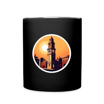 Sonnenuntergang Turm Uhr - Tasse einfarbig - Schwarz - Vorne