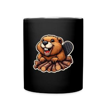 A happy beaver - Tasse einfarbig - Schwarz - Vorne