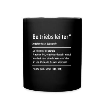 Betriebsleiter - Definition - Lexikon - Tasse einfarbig - Schwarz - Vorne