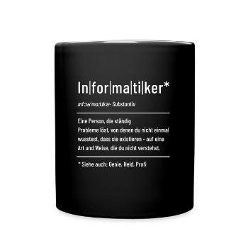 Informatiker - Definition - Lexikon - Tasse einfarbig - Schwarz - Vorne
