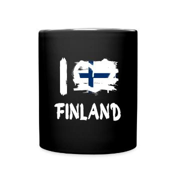 I love Finland / Ich Liebe Finnland Land Länder - Tasse einfarbig - Schwarz - Vorne