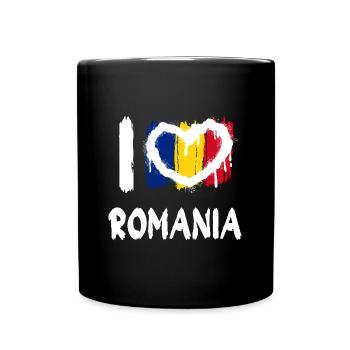 I love Romania / Ich Liebe Rumänien Land Länder - Tasse einfarbig - Schwarz - Vorne