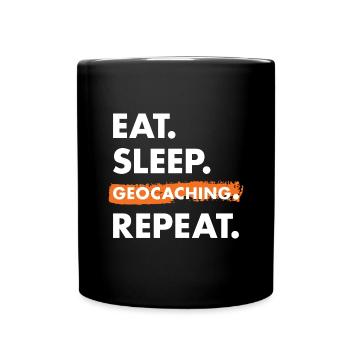 Geocacher Eat Sleep Geocaching - Full Colour Mug - black - Front