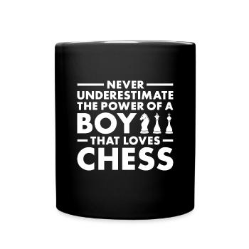 Chess Player Never Underestimate The Power Of Boy - Tasse einfarbig - Schwarz - Vorne