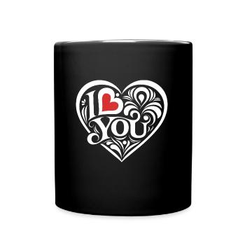 I love You - Valentine' Day - Liebe - Geschenk - Tasse einfarbig - Schwarz - Vorne