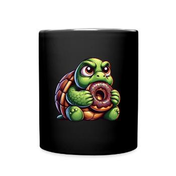 Cute Turtle Donut Candy Cartoon - Full Colour Mug - black - Front