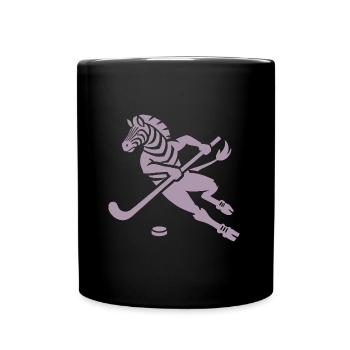 Minimalistisches Zebra Eishockey Silhouette - Tasse einfarbig - Schwarz - Vorne