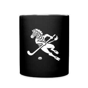 Minimalistisches Zebra Eishockey Silhouette - Tasse einfarbig - Schwarz - Vorne