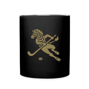 Minimalistisches Zebra Eishockey Silhouette - Tasse einfarbig - Schwarz - Vorne