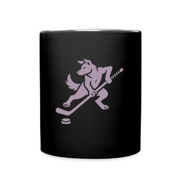 Husky Silhouette Eishockey Minimalistisches Design - Tasse einfarbig - Schwarz - Vorne