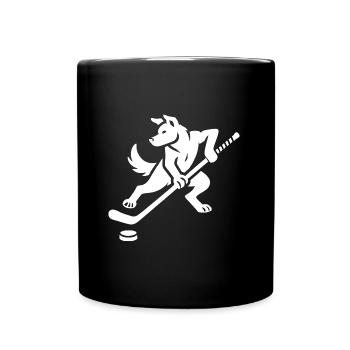 Husky Silhouette Eishockey Minimalistisches Design - Tasse einfarbig - Schwarz - Vorne