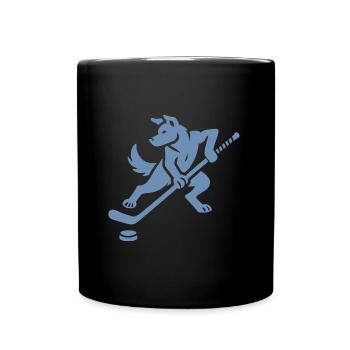 Husky Silhouette Eishockey Minimalistisches Design - Tasse einfarbig - Schwarz - Vorne