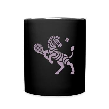 Zebra Tennis Silhouette Minimalistisches Design - Tasse einfarbig - Schwarz - Vorne