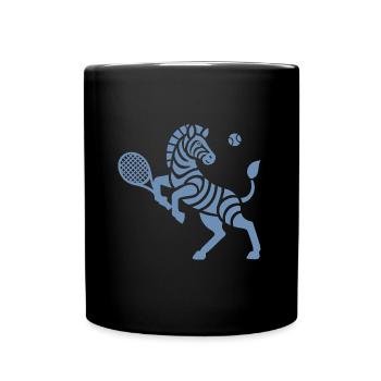 Zebra Tennis Silhouette Minimalistisches Design - Tasse einfarbig - Schwarz - Vorne