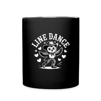 Line Dance Eule lustige Eule tanzt Linedance - Tasse einfarbig - Schwarz - Vorne