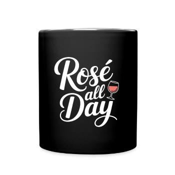 Rosé All Day Roséwein Wein Motto - Tasse einfarbig - Schwarz - Vorne