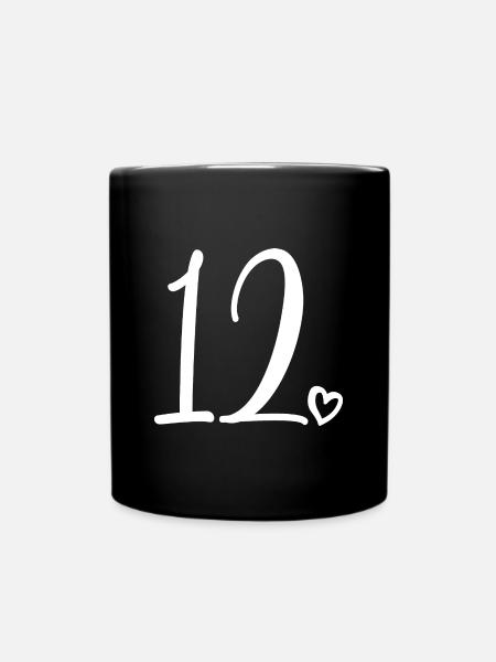 12. Geburtstag Mädchen 12 Jahre alt Niedliche Nummer 12 - Tasse einfarbig - Schwarz