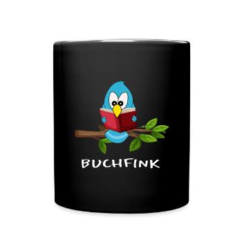 buchfink bibliothek buch lesen fibel ebook reader - Tasse einfarbig - Schwarz - Vorne