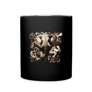 African elephant from the front abstract savannah background - Full Colour Mug - black - Front