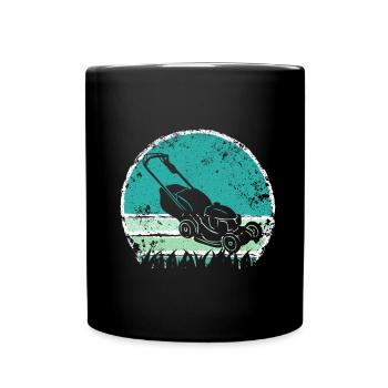 Lawn Mower Lawn Mowing Garden Gardener - Full Colour Mug - black - Front