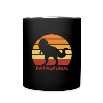 Papasaurus Papa Père Dino - Mug uni - noir - Devant