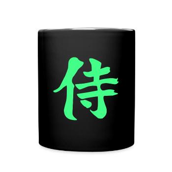 Samurai Shrift Sign T-Shirt - Kanji green - Full Colour Mug - black - Front