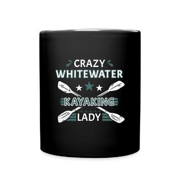 Crazy Whitewater Kayaking Lady - Full Colour Mug - black - Front
