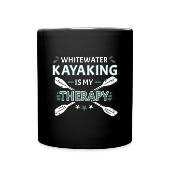 Whitewater Kayaking Is My Therapy - Tasse einfarbig - Schwarz - Vorne