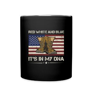 Red White And Blue It's In My Dna Army Veteran - Tasse einfarbig - Schwarz - Vorne