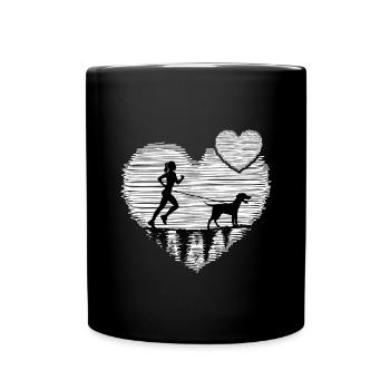 Draught dog sport Canicross dogrun running with dog - Full Colour Mug - black - Front