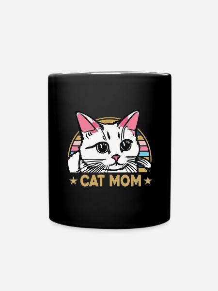 Katzenmama - Cooles Katzen Design - Tasse einfarbig - Schwarz