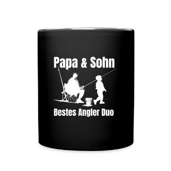Angler Papa Sohn Fischer Angelpartner Angeln - Tasse einfarbig - Schwarz - Vorne