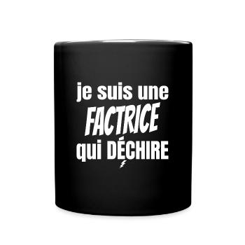 factrice qui déchire - Mug uni - noir - Devant