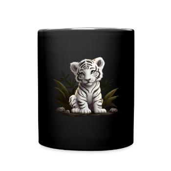 Baby Weißer Tiger Wildkatze Jungle - Tasse einfarbig - Schwarz - Vorne