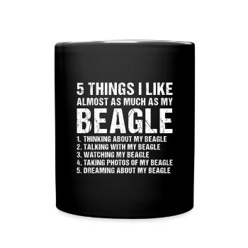 5 choses que j’aime autant que mon Beagle - Mug uni - noir - Devant