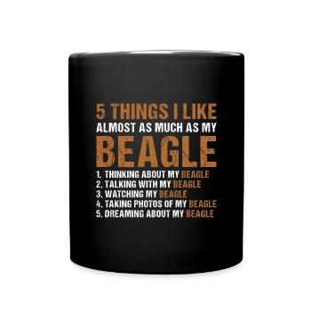 5 choses que j’aime autant que mon Beagle - Mug uni - noir - Devant