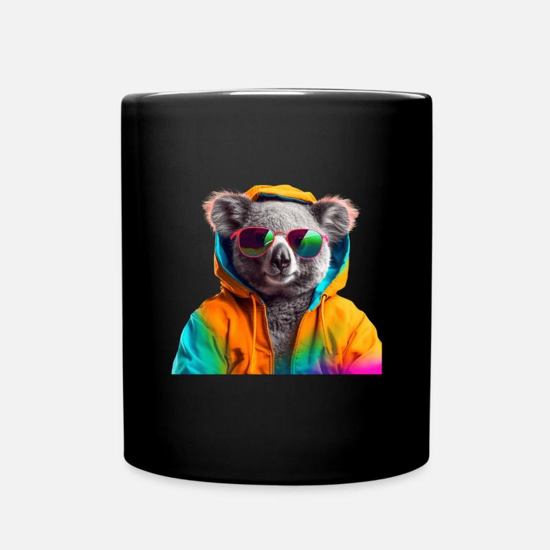 Koala mit Sonnenbrille Bunt Coole Koalabär - Tasse einfarbig - Schwarz