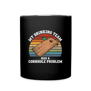 Cornhole Sprüche | Cornhole Geschenke für Männer - Tasse einfarbig - Schwarz - Vorne