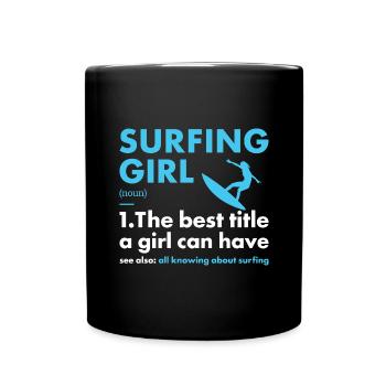 Sport Girl Surfing - Tasse einfarbig - Schwarz - Vorne