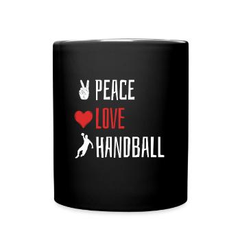 Peace Love Handball - Heart - Full Colour Mug - black - Front